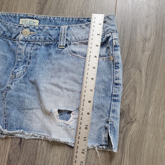 y2k Denim Micro Skirt Womens Size 13 Blue Distressed Frayed Hem Jean Y2K TVD - Picture 6 of 7